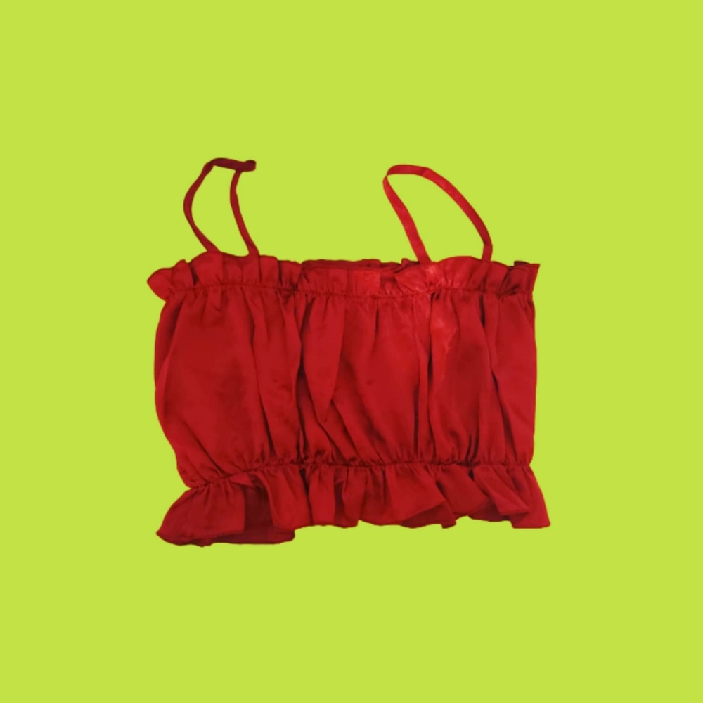Red Satin crop top!
